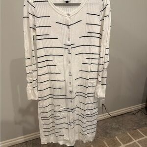 CAbi Long Sleeve White and Black Striped sweater